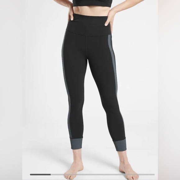 Athleta Elation Rib Trim 7/8 Tight Black/Anthracite Gray - Picture 1 of 10